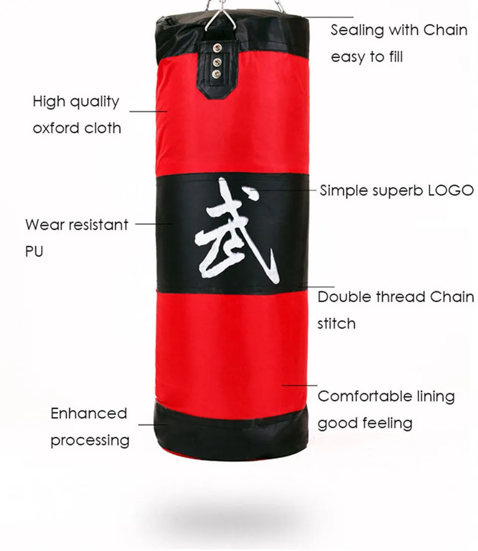 90cm Punching Bag, Fitness Sandbags, Striking Drop Hollow Empty Sand Bag with Chain, Martial Art Training Punch Target