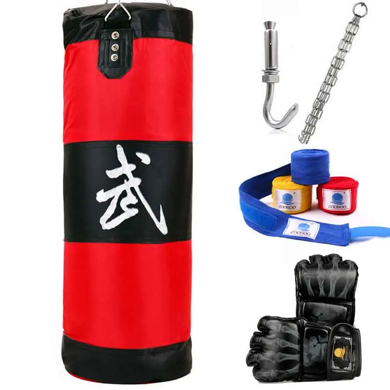 90cm Punching Bag, Fitness Sandbags, Striking Drop Hollow Empty Sand Bag with Chain, Martial Art Training Punch Target