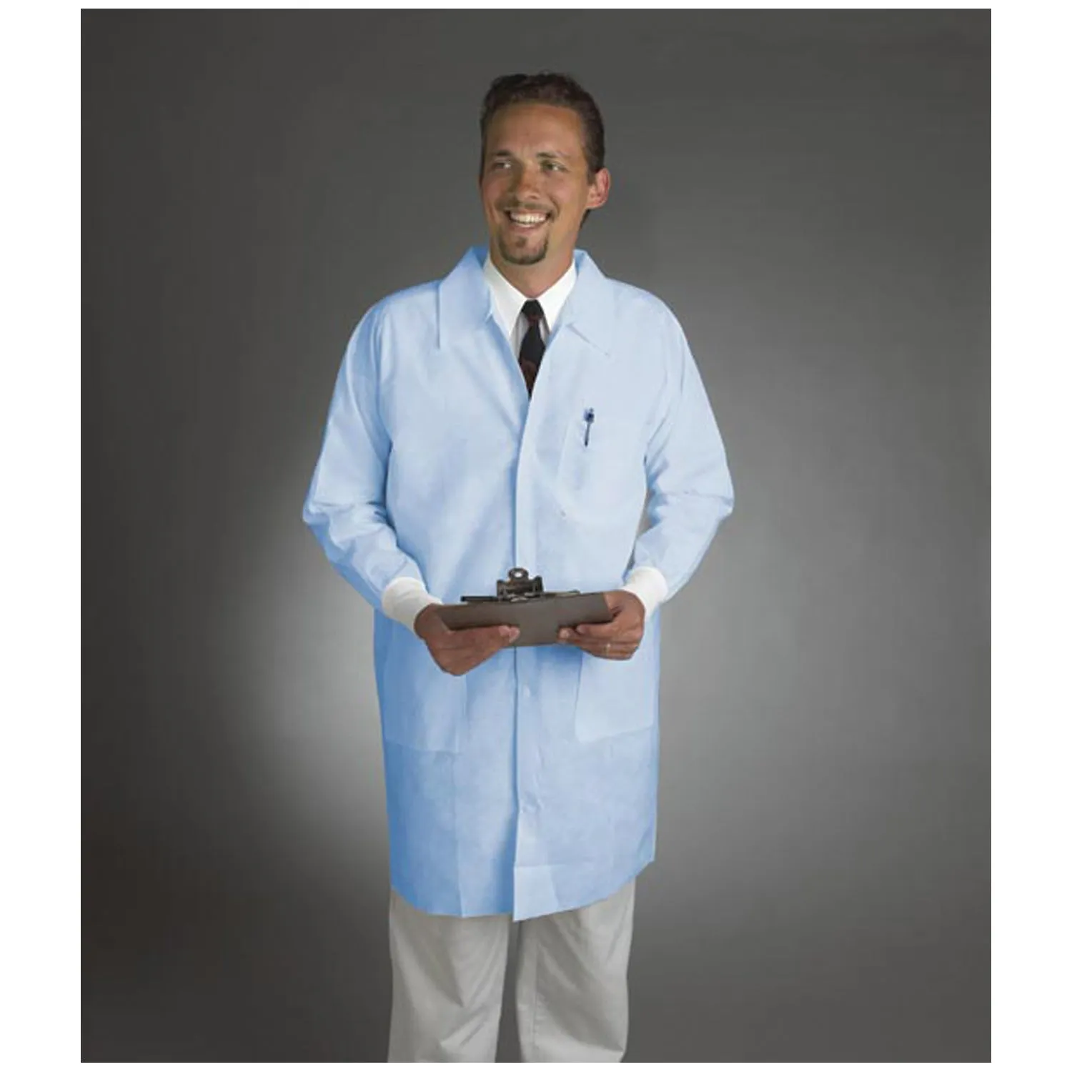 Alpha Protech Critical Cover Alphaguard Lab Coats Lab Coat, Small, Blue, Tapered Collar & Knit Cuff, 30/Cs