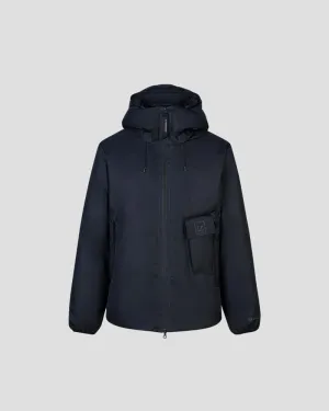 Baffled Hooded Down Jacket - Black