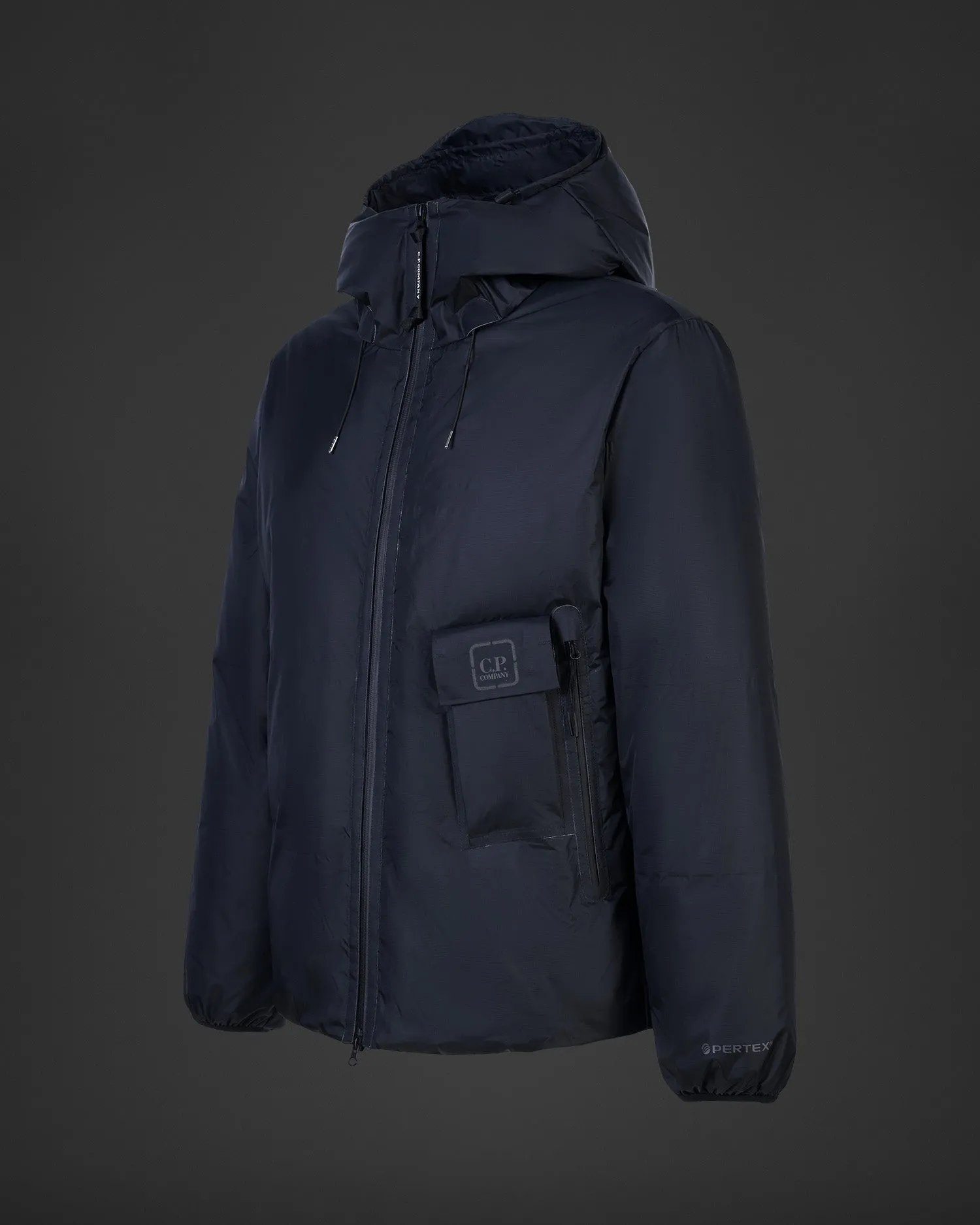 Baffled Hooded Down Jacket - Black