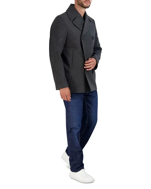 Cole Haan Regular Fit Stretch Pea Coat, Gray