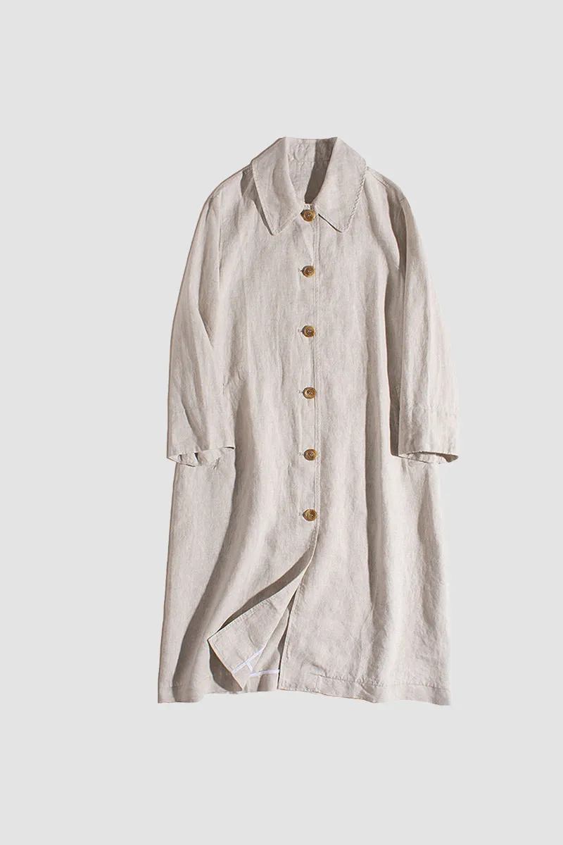 Daisy Linen Classic Collar Buttoned Coat