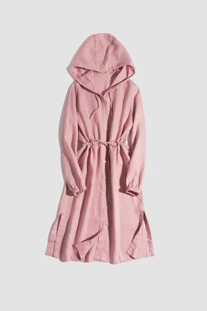 Daisy Linen Waisted Hooded Coat