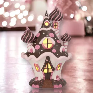 December Diamonds Candy Towne 10" LED Brown Candy Castle