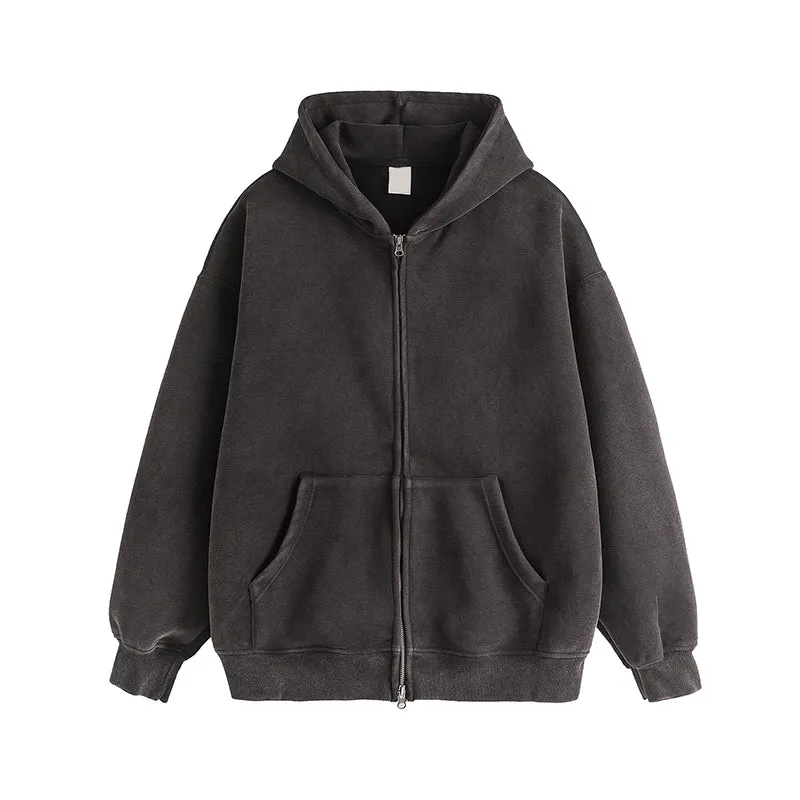 Faire Echo heavyweight solid color zip-up Hoodie