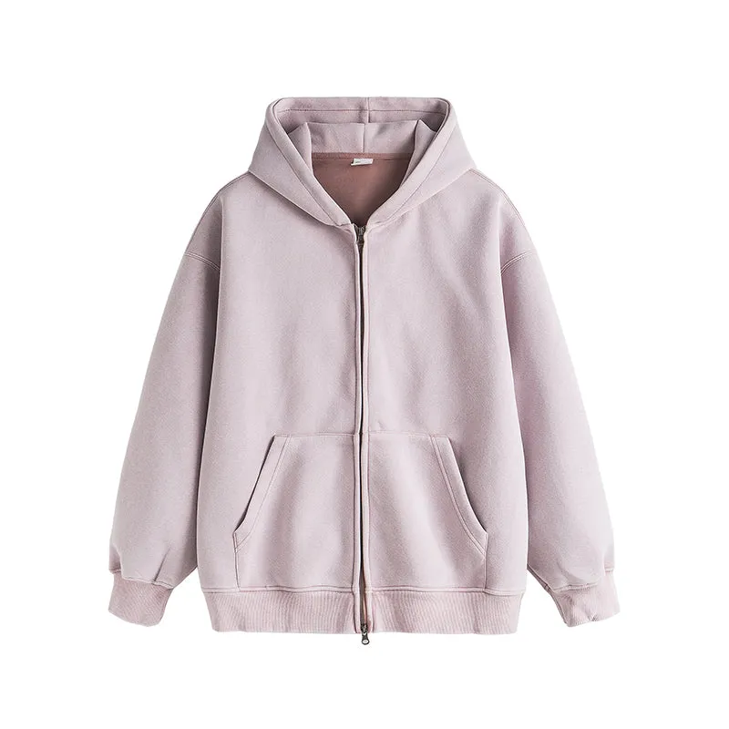 Faire Echo heavyweight solid color zip-up Hoodie