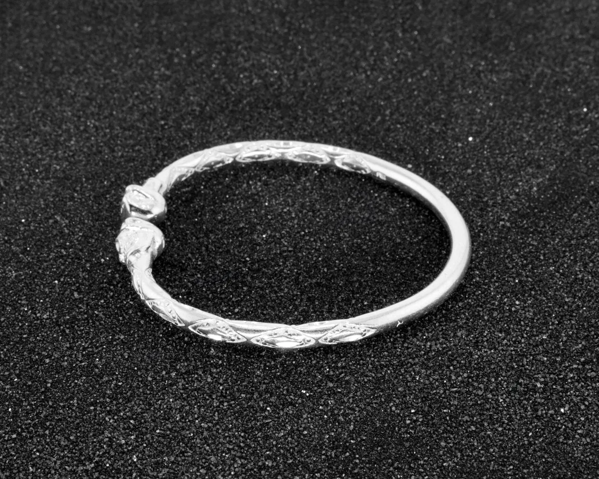 Heavy Skull Bangle with Diamante Pattern