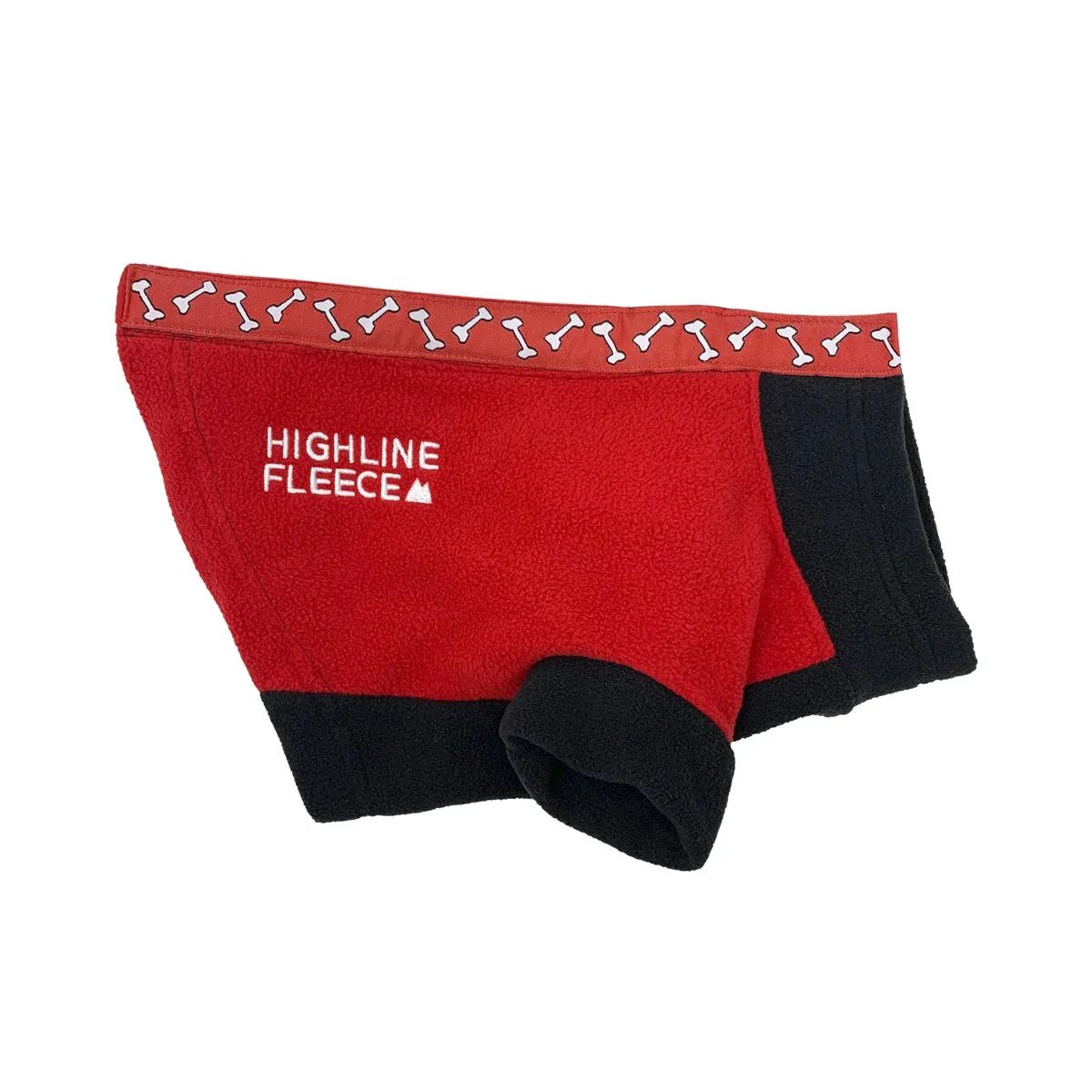 Highline Fleece Dog Coat - Red and Black with Rolling Bones