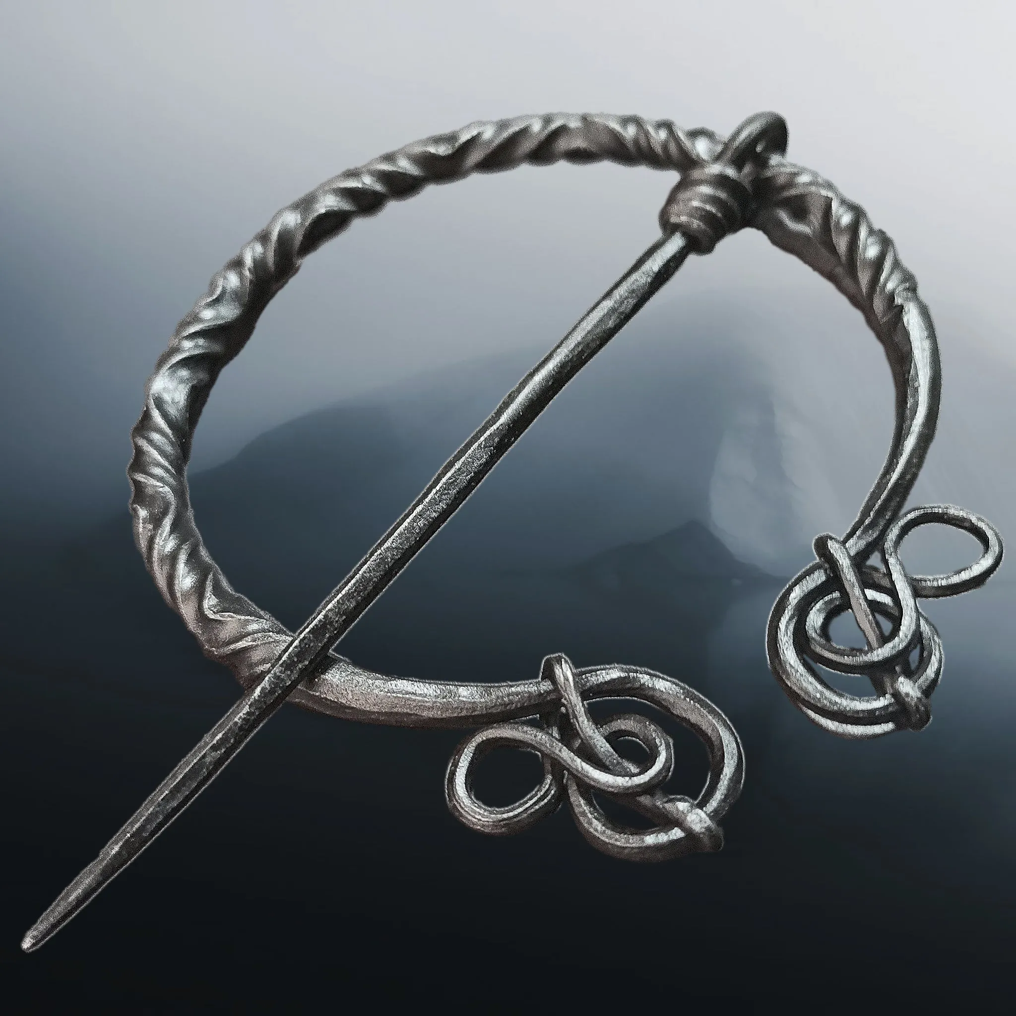 Large Decorated Iron Cloak Pin from Birka