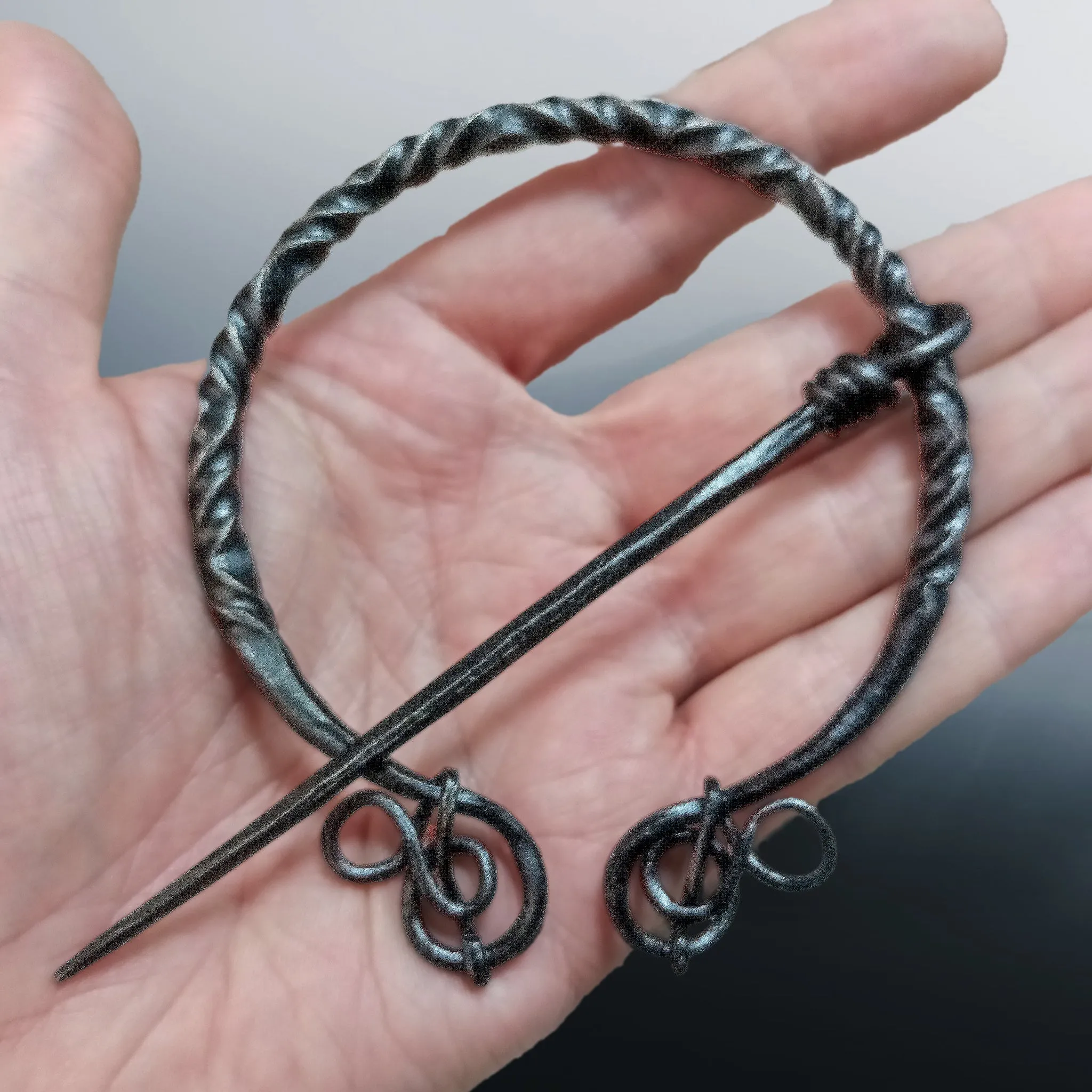 Large Decorated Iron Cloak Pin from Birka