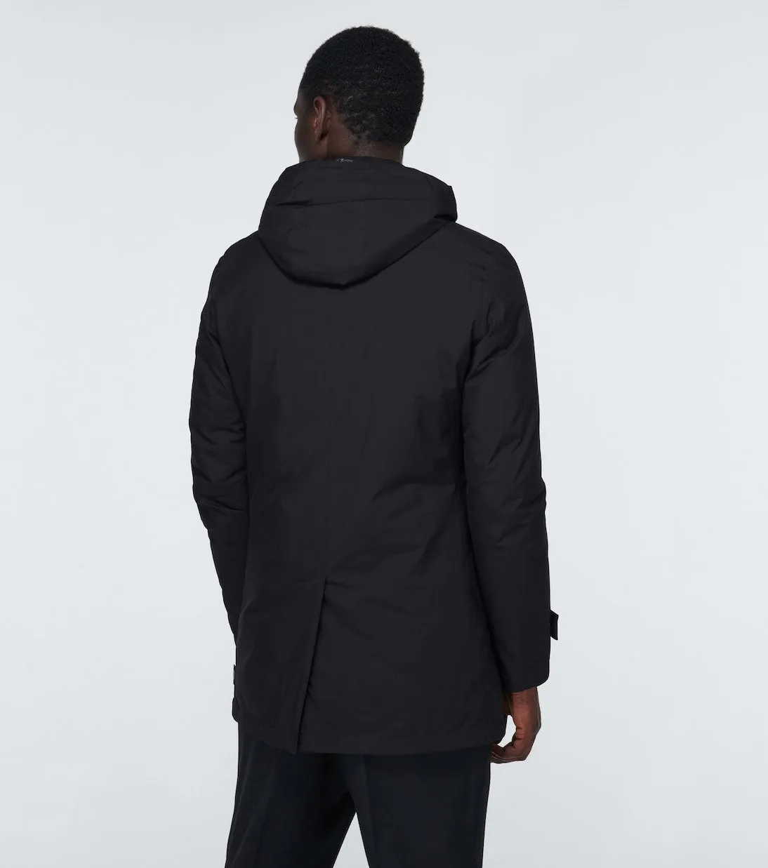 Lightweight raincoat with down filling. Herno, black