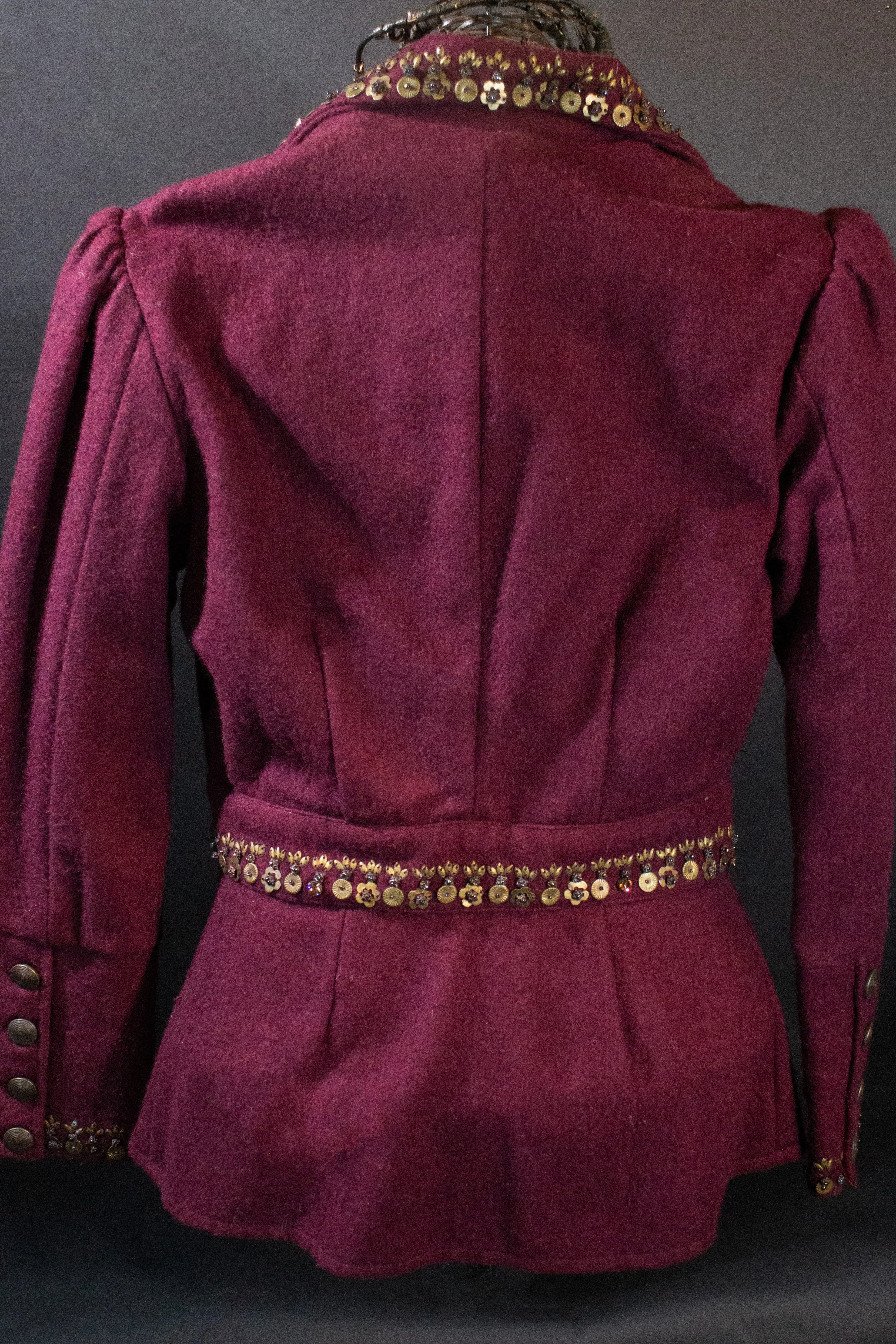 Metal Trim on Maroon Wool Jacket