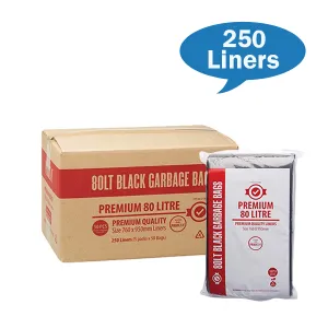 Premium Heavy Duty 80Lt Black Bin Liners