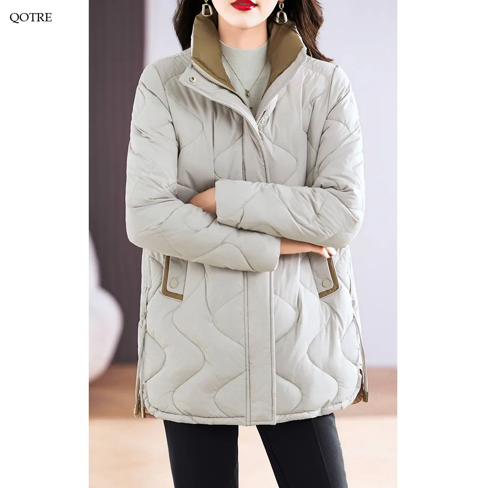 Quilted Thigh-Length Classic Puffer Jacket