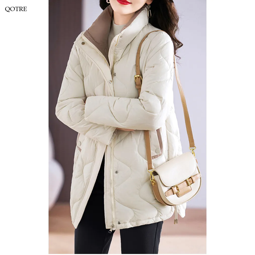 Quilted Thigh-Length Classic Puffer Jacket