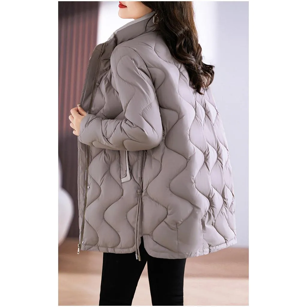 Quilted Thigh-Length Classic Puffer Jacket