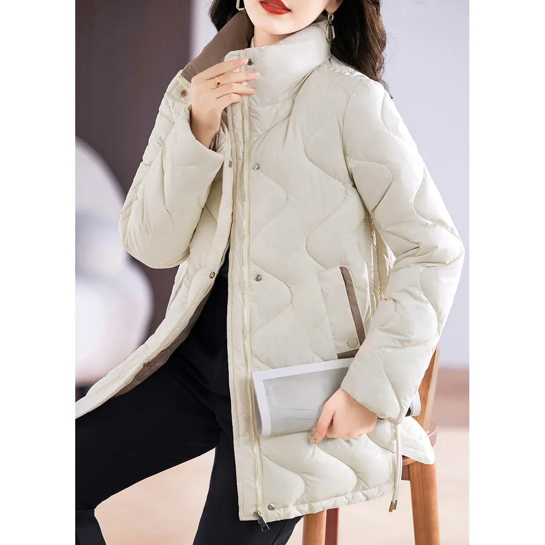 Quilted Thigh-Length Classic Puffer Jacket