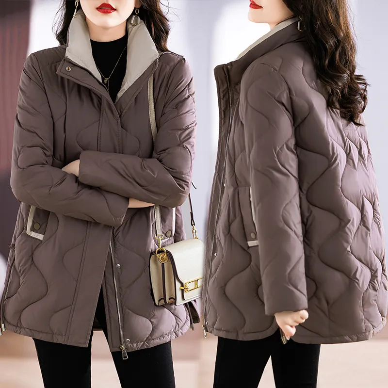 Quilted Thigh-Length Classic Puffer Jacket