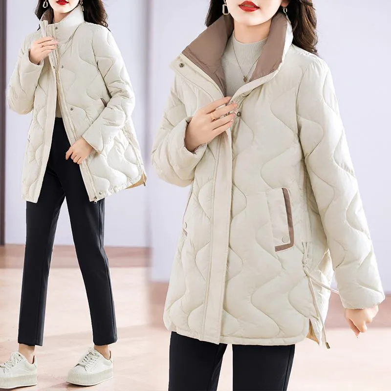 Quilted Thigh-Length Classic Puffer Jacket