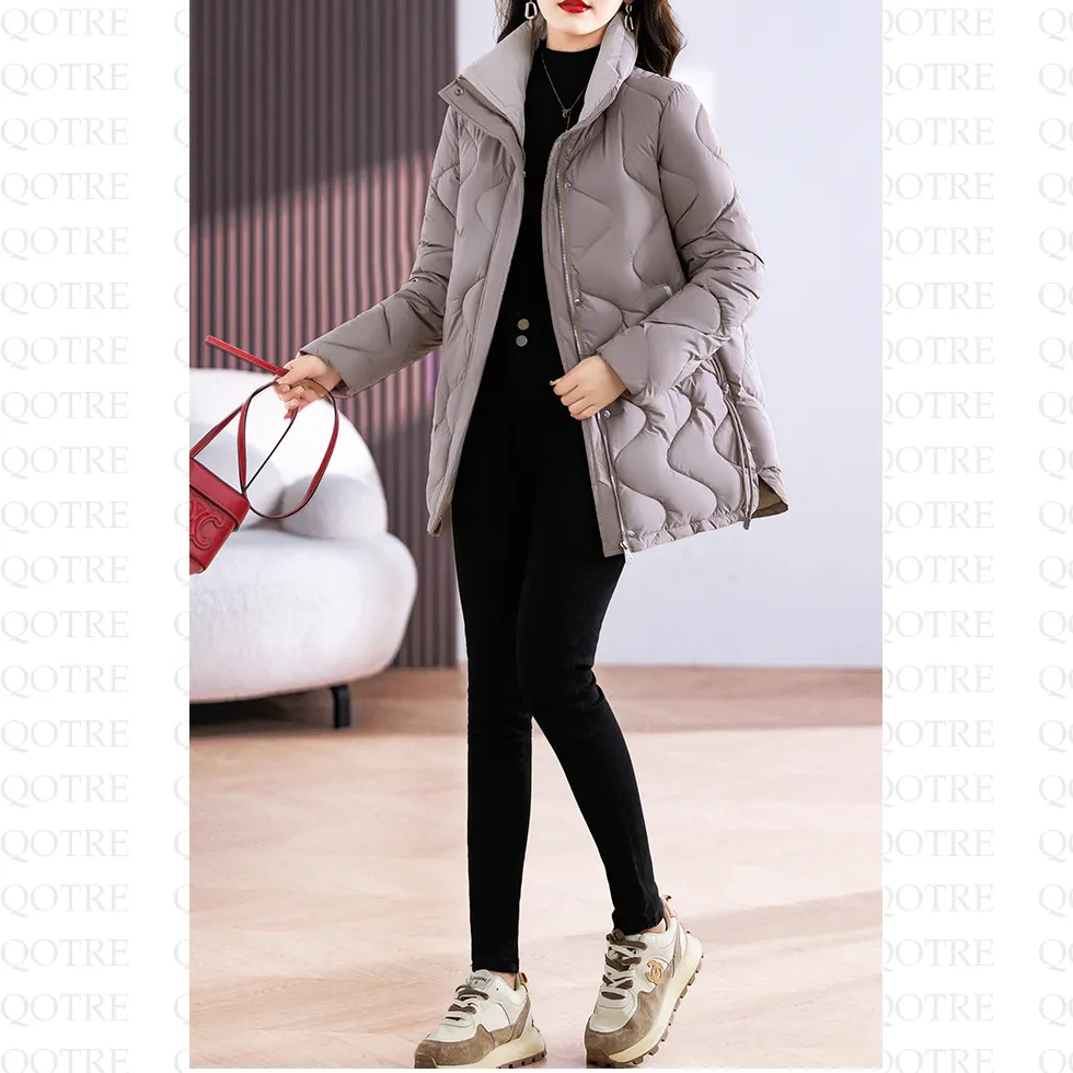 Quilted Thigh-Length Classic Puffer Jacket