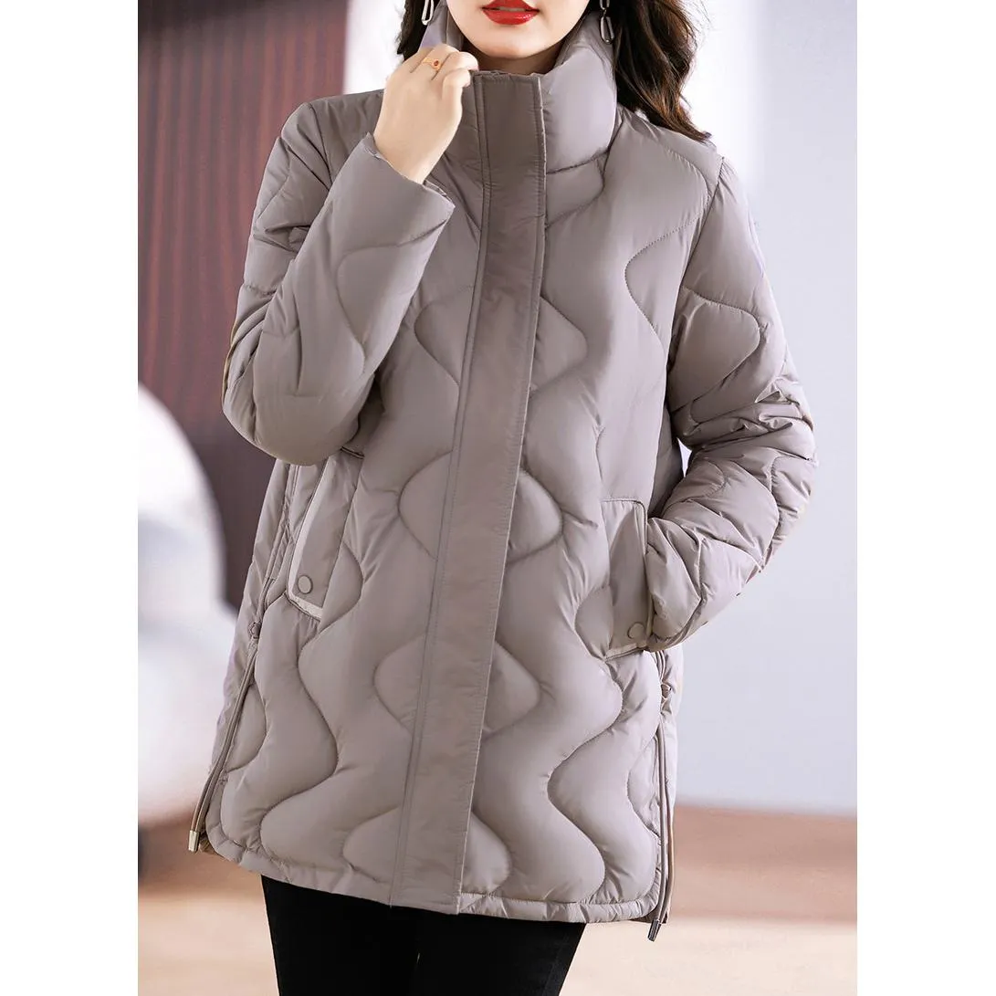 Quilted Thigh-Length Classic Puffer Jacket