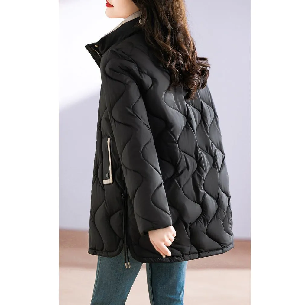 Quilted Thigh-Length Classic Puffer Jacket