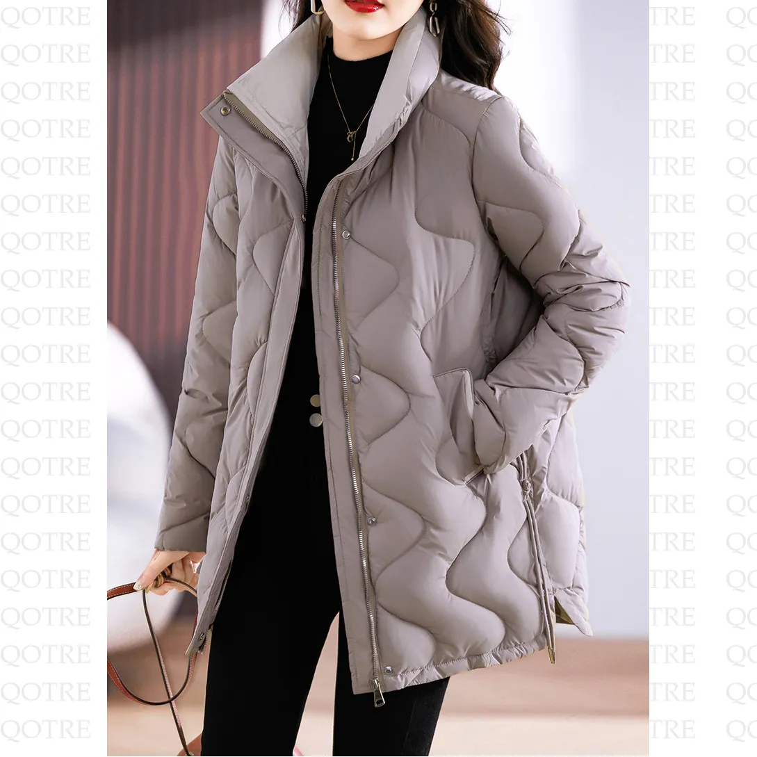 Quilted Thigh-Length Classic Puffer Jacket