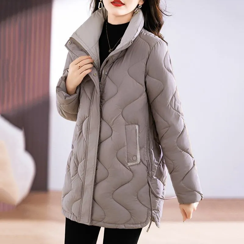 Quilted Thigh-Length Classic Puffer Jacket