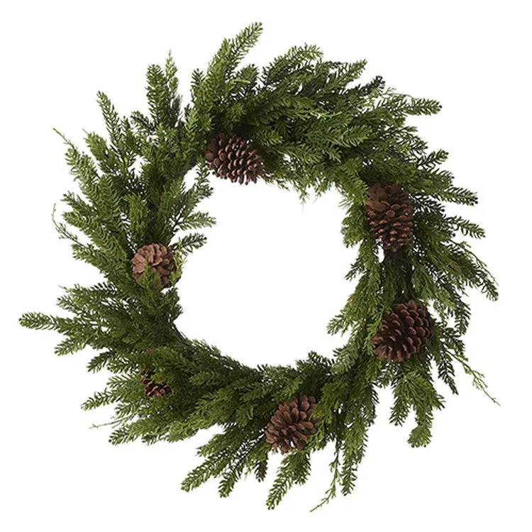 Raz Imports 2022 Evergreen & Gold 28" Evergreen And Pine Wreath