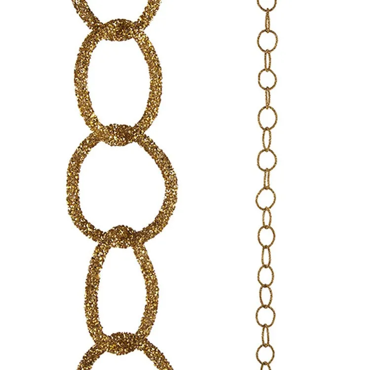 Raz Imports 2022 Evergreen & Gold 5' Gold Glittered Chain Garland