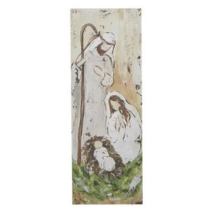 Raz Imports 2022 Holiday In Provence 21.5" Holy Family Wood Wall Art