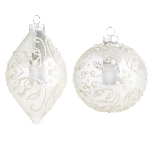 Raz Imports 2023 Bon Noel 4" Silver Embellished Ornament, Asst of 2