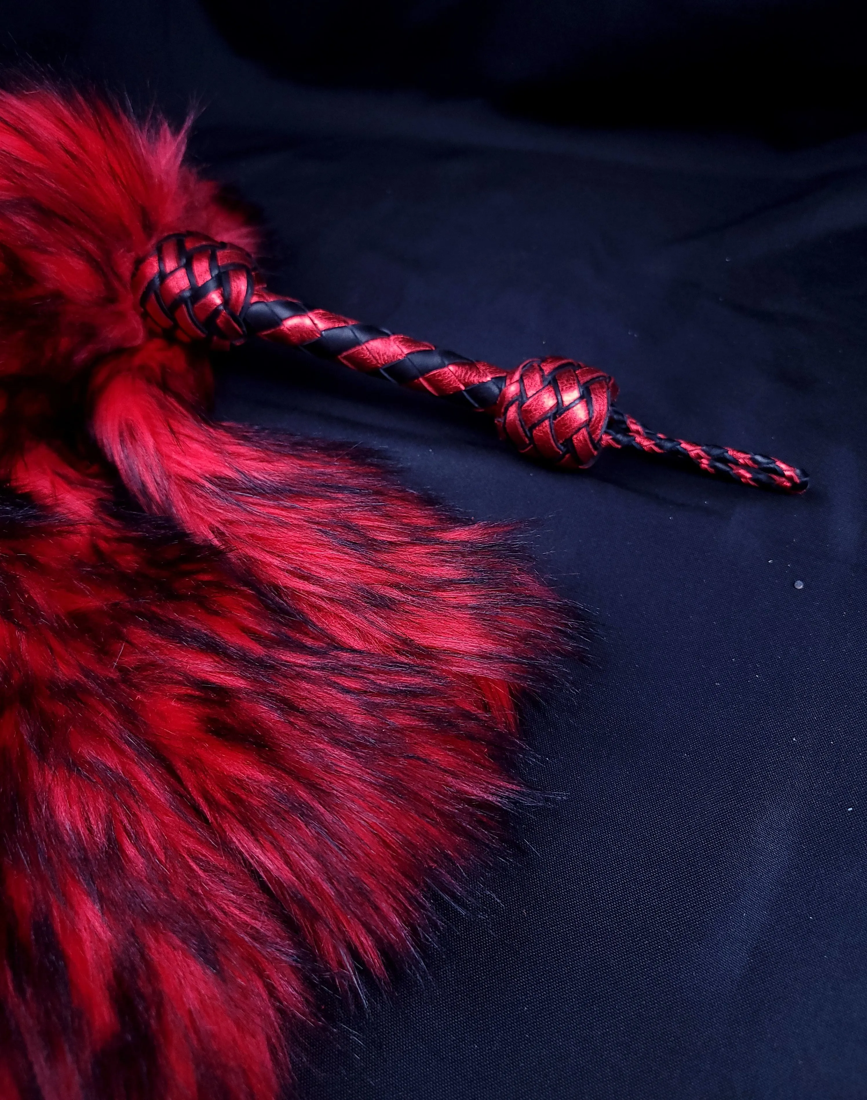 Red and Black Fluffinator flogger- In Stock