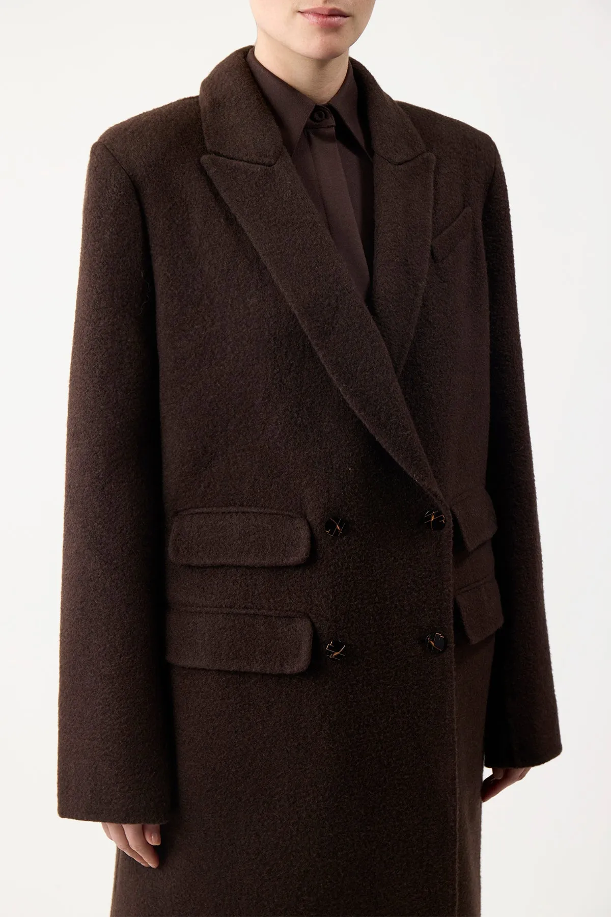 Reed Coat in Chocolate Double-Face Recycled Cashmere Felt