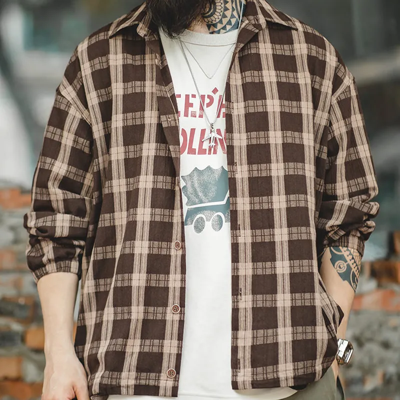 Retro Coffee Check Shirts Coats