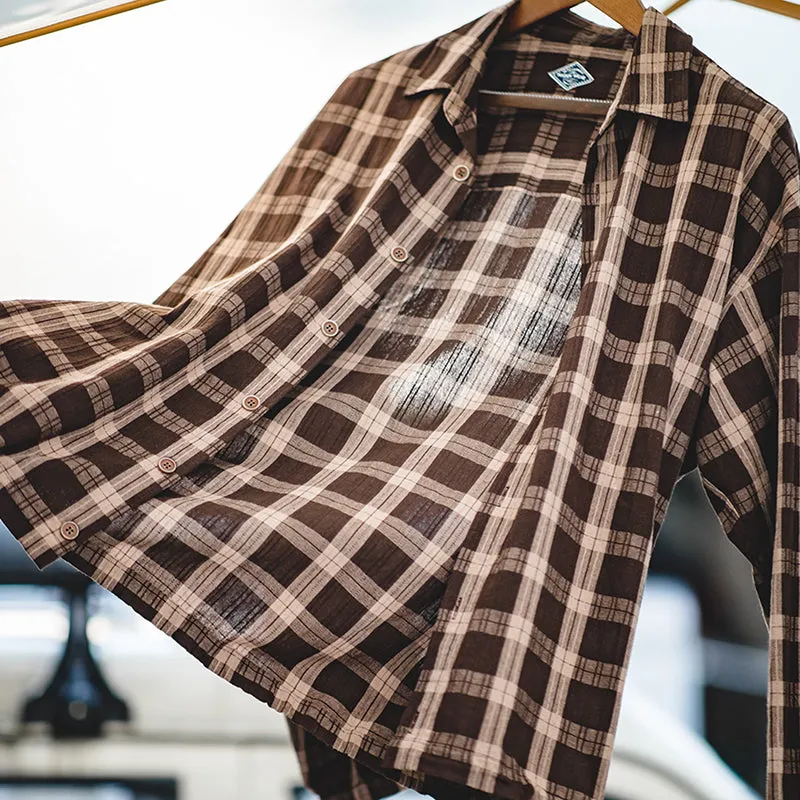 Retro Coffee Check Shirts Coats