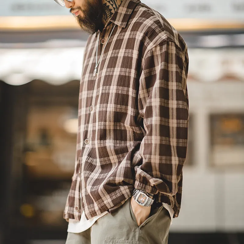 Retro Coffee Check Shirts Coats