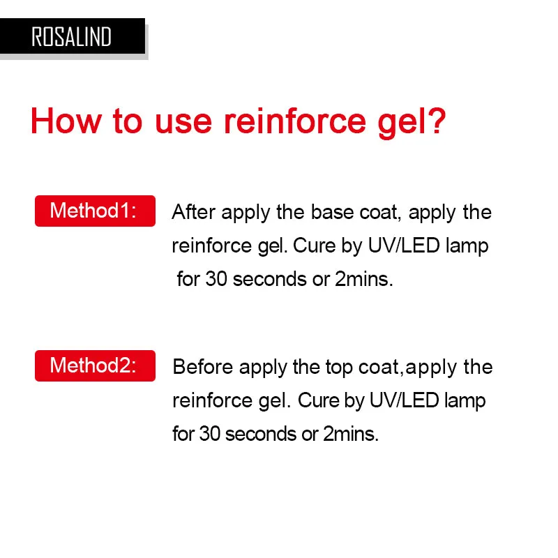 ROSALIND Nail Reinforce Gel Air Dry Bright For Nail Art Design LED/UV Lamp