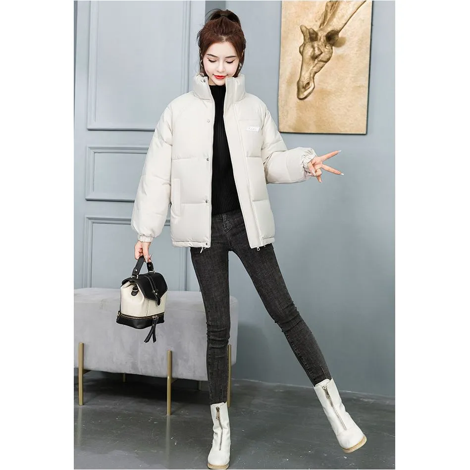 Solid Hooded Cropped Puffer Jacket