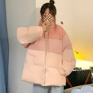 Stand-Up Collar Pink Niche Gradient Puffer Jacket