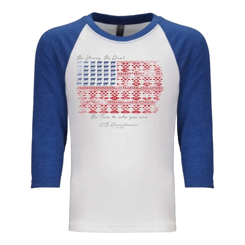 STS Ranchwear Ladies Americana 3/4 Tee (Royal) STS6051