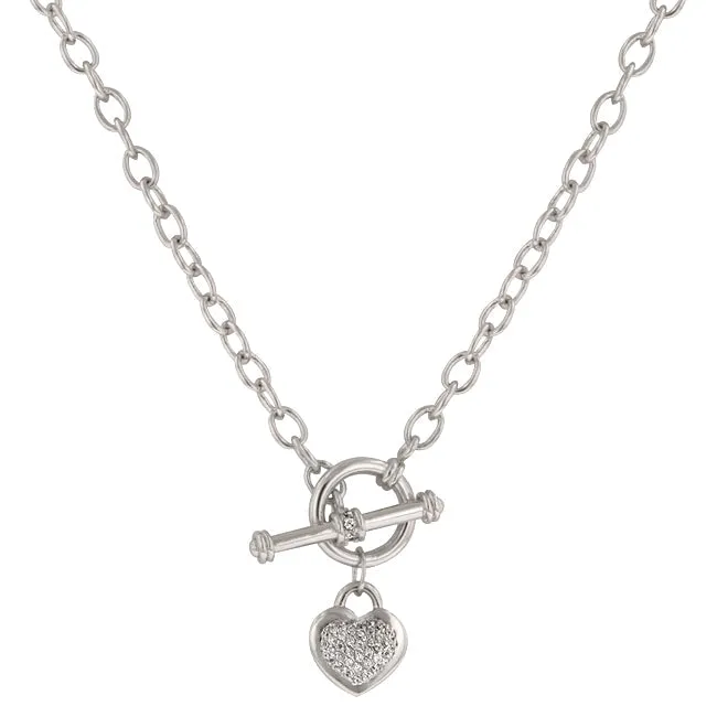 Toggle Pave Heart Necklace