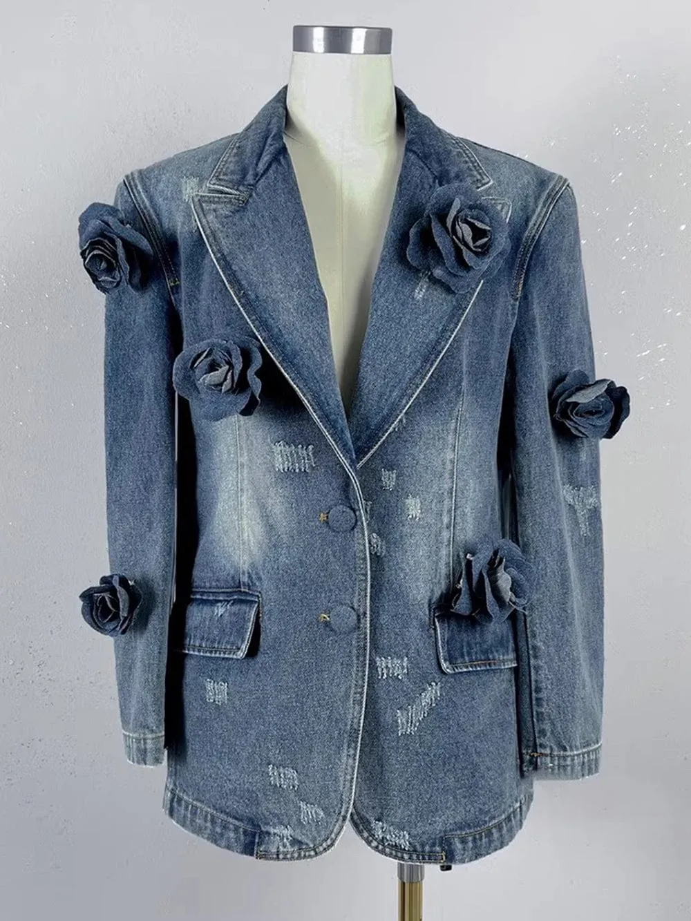 Utay Applique Denim Blazer