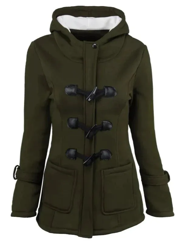 Wenkouban-Winter outfits Christmas Black Friday Casual Horn Button Zipper Winter Hooded Coat