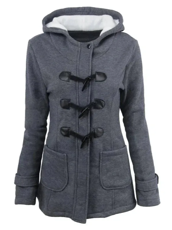 Wenkouban-Winter outfits Christmas Black Friday Casual Horn Button Zipper Winter Hooded Coat