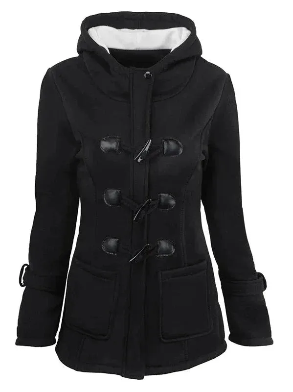 Wenkouban-Winter outfits Christmas Black Friday Casual Horn Button Zipper Winter Hooded Coat