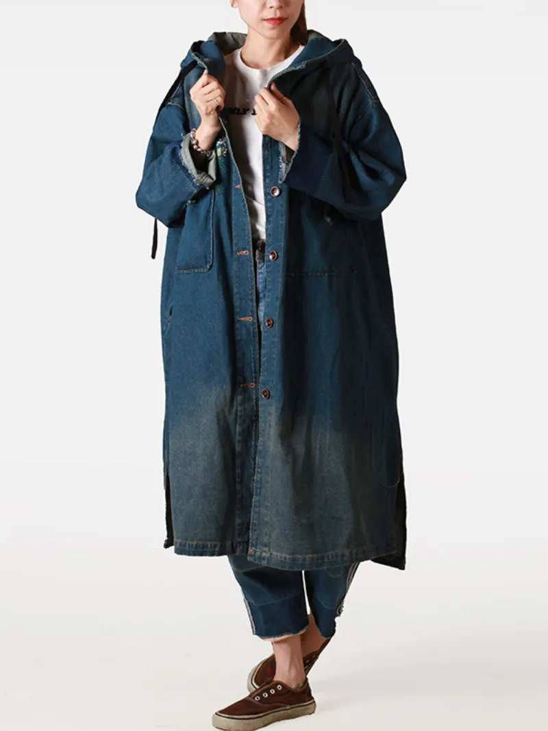 Women's Classic Front Large Pockets Mid-Length Coat