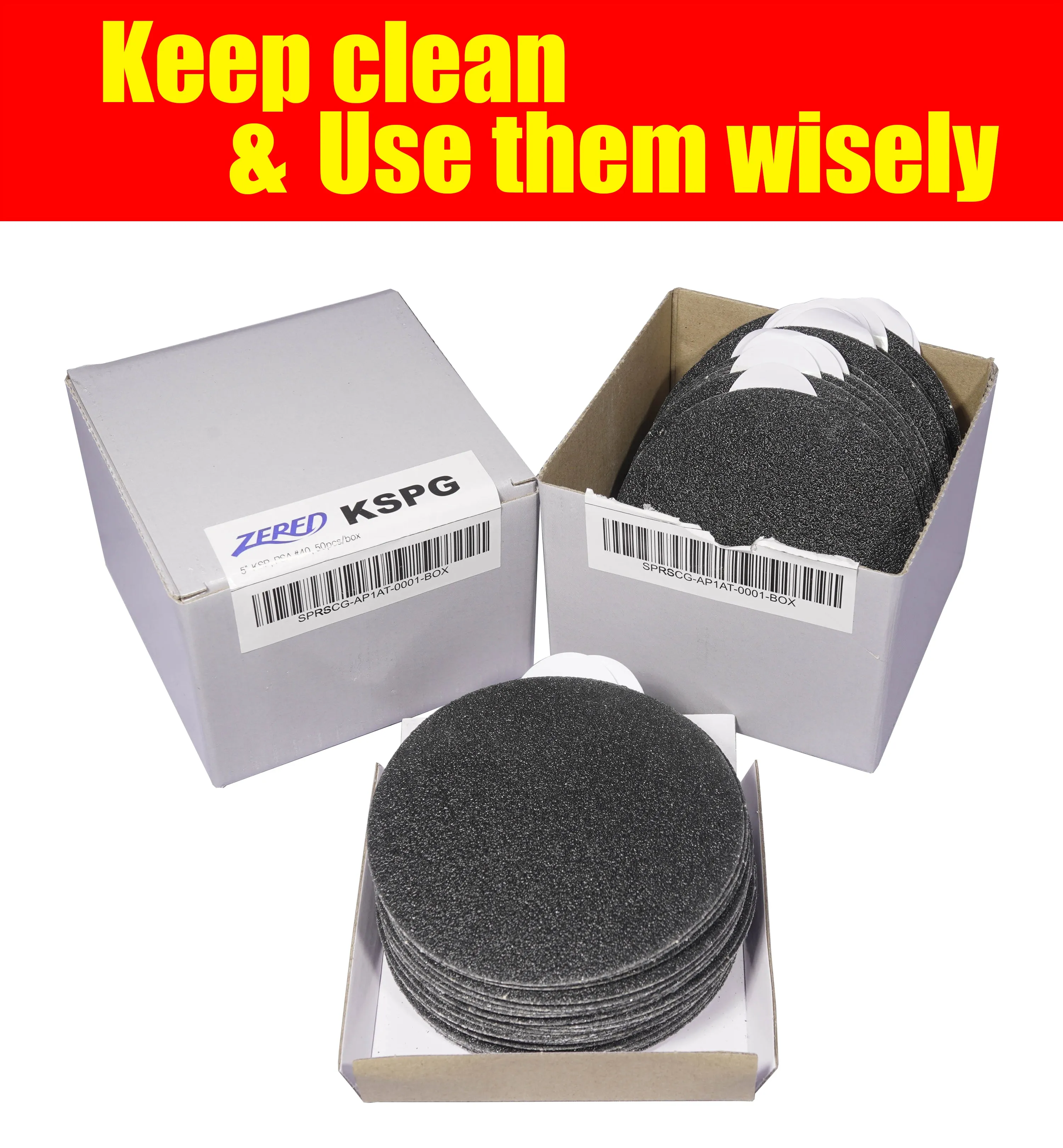 Zered™ KSPG, 5" Silicone Carbide Sanding Disc For Dry Use - PSA Stick-On Type